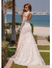 Long Sleeves Lace Tulle High Slit Sexy Wedding Dress